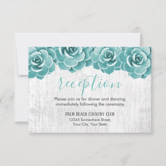 Invitation Réception de mariage rustique florale succulente d (Devant)