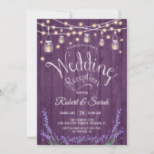 Invitation Réception de mariage rustique - Lavande Bois pourp (Devant)