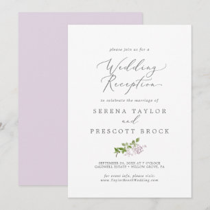 Invitation Réception de mariage rustique lilas