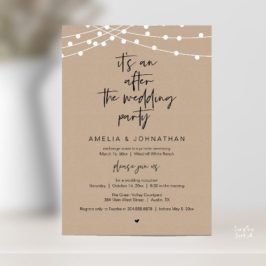 Invitation Réception de mariage rustique moderne Kraft marron