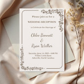 Invitation Réception De Mariage Rustique Monochrome Floral