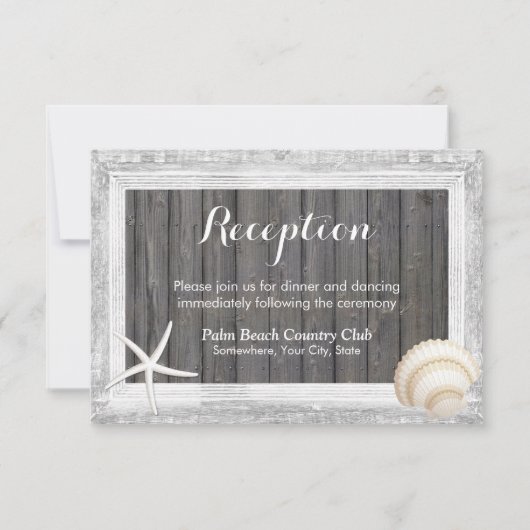 Invitation Réception de mariage rustique sur la plage avec ca (Devant)