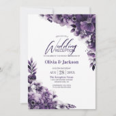 Invitation Réception De Mariage Rustique Violet Floral (Devant)