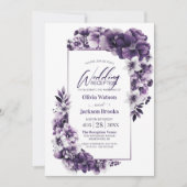 Invitation Réception De Mariage Rustique Violet Floral (Devant)