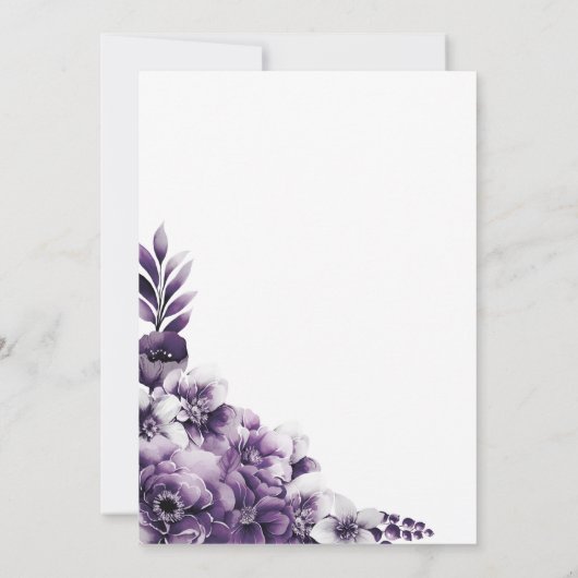 Invitation Réception De Mariage Rustique Violet Floral (Dos)