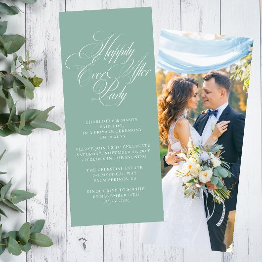Invitation Réception de mariage Sage Green Happily Ever After