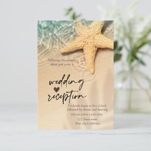 Invitation Réception de mariage Seashell Beach (Debout devant)