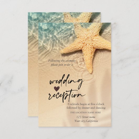 Invitation Réception de mariage Seashell Beach (Devant / Derrière)
