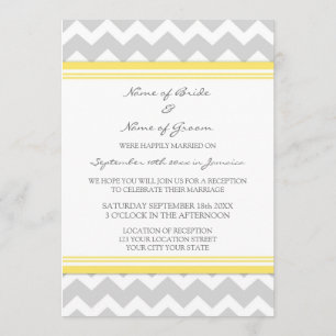 Invitation Réception de mariage seulement Chevron jaune gris