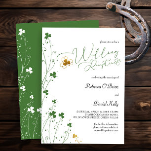 Invitation Réception de mariage Shamrock Wildflower Vert Or