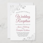 Invitation Réception de mariage Silver Curls Dusty Rose sur f (Devant)