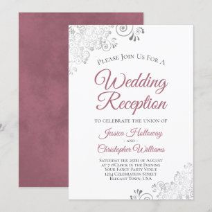 Invitation Réception de mariage Silver Curls Dusty Rose sur f