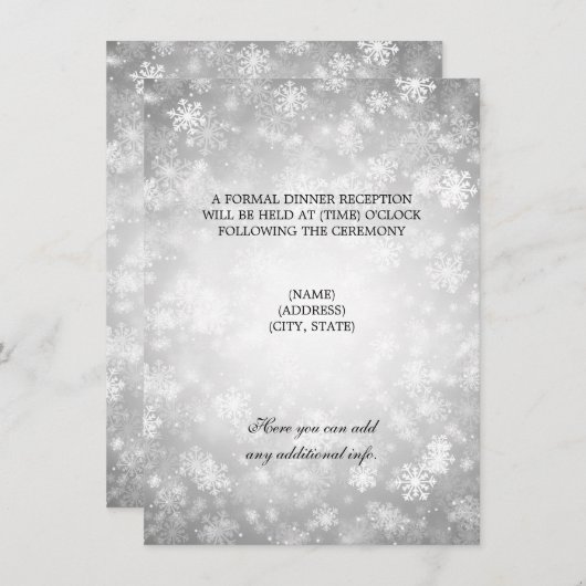 Invitation Réception de mariage Silver Winter Wonderland (Devant / Derrière)