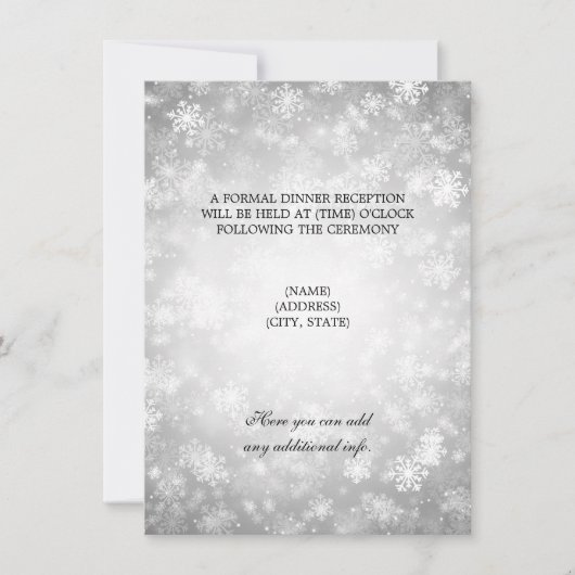 Invitation Réception de mariage Silver Winter Wonderland (Devant)