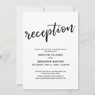 Invitation Réception de Mariage Simple avec Écriture Manuscri
