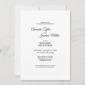 Invitation Réception de mariage simple calligraphie noir et b (Devant)