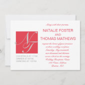 INVITATION RÉCEPTION DE MARIAGE SIMPLE D'INITIALES BLANCHES (Dos)