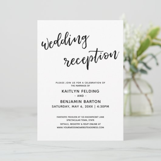 Invitation Réception de mariage simple écriture manuscrite mo (Debout devant)