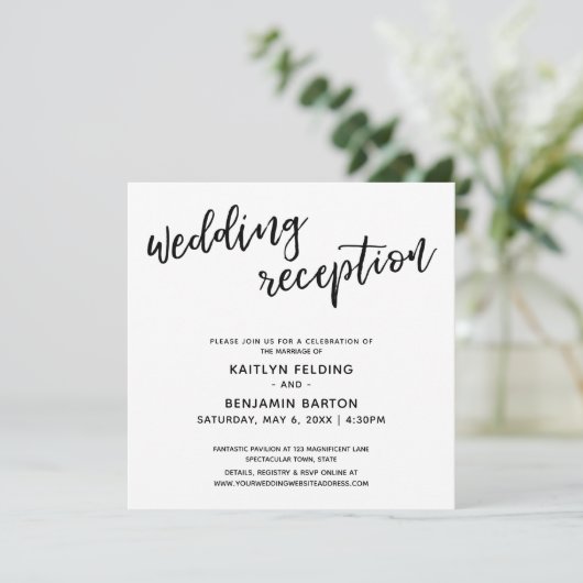 Invitation Réception de Mariage Simple Écriture Manuscrite Mo (Debout devant)