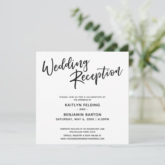 Invitation Réception de mariage simple écriture manuscrite mo (Debout devant)