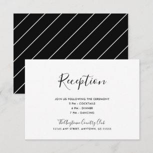Invitation Réception de mariage simple élégant noir et blanc