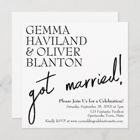 Invitation Réception de mariage simple et amusante moderne (Devant / Derrière)