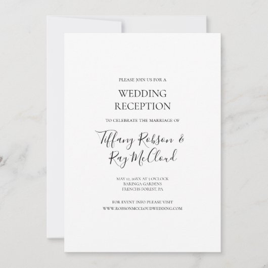Invitation Réception de mariage simple et élégante (Devant)