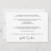 Invitation Réception de mariage simple et élégante avec photo (Dos)