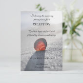 Invitation Réception de mariage simple plage coquillages coeu (Debout devant)