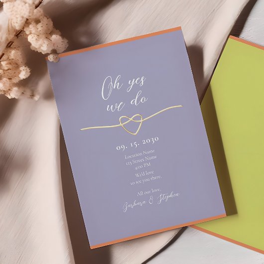 Invitation Réception de mariage simple violet