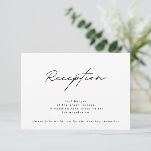 Invitation Réception de mariage simplement élégante noir et b (Debout devant)