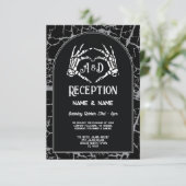Invitation Réception de mariage Skeleton Hearts Mains Hallowe (Debout devant)