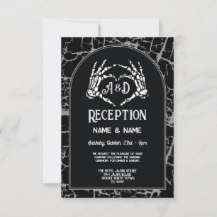 Invitation Réception de mariage Skeleton Hearts Mains Hallowe