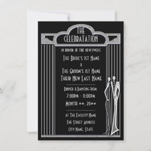 Invitation Réception de mariage - Smoking noir et argent -