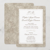 Invitation Réception de mariage soirée bordure argent et blan (Devant / Derrière)