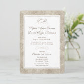 Invitation Réception de mariage soirée bordure argent et blan (Debout devant)