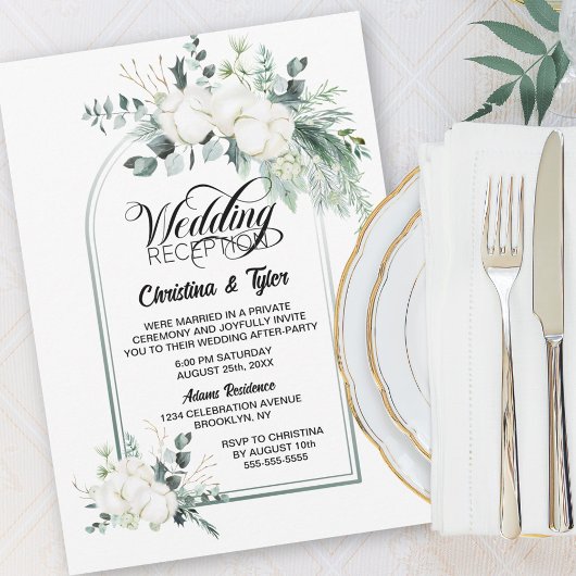 Invitation Réception de mariage sous une arche botanique vert