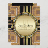 Invitation Réception de mariage Squazi Art Déco Gold Noir (Devant / Derrière)