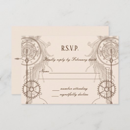Invitation Réception de mariage Steampunk (Devant / Derrière)