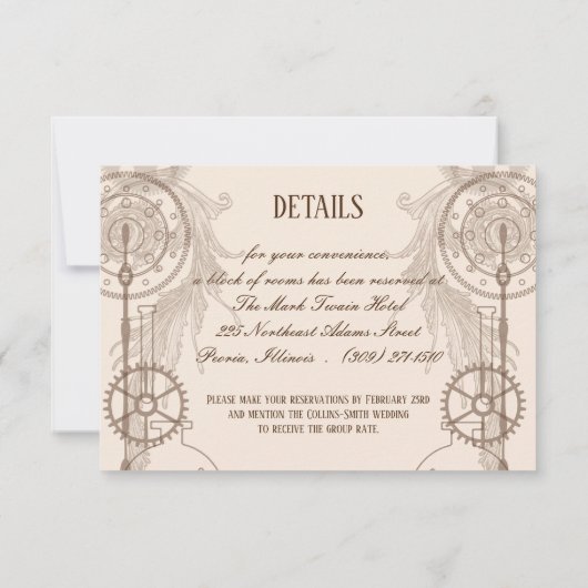 Invitation Réception de mariage Steampunk (Dos)