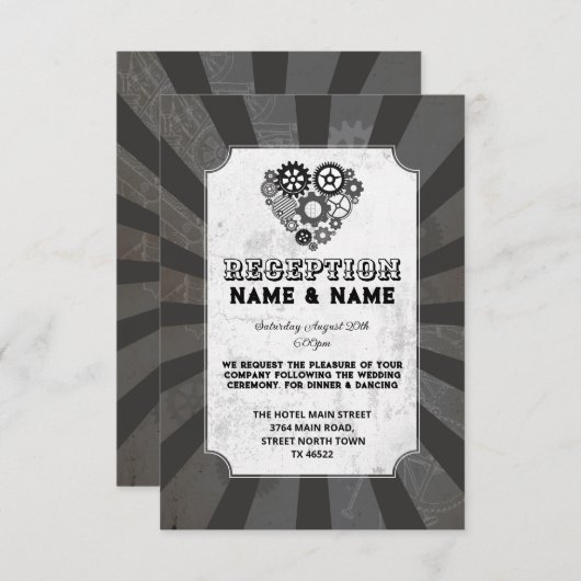 Invitation Réception de mariage Steampunk Mariage Steampunk (Devant / Derrière)