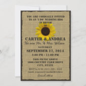 Invitation Réception de mariage Sunflower et Burlap BBQ (Devant)