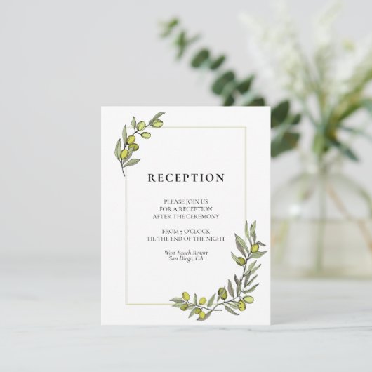 Invitation Réception de mariage sur cadre de branches d'olivi (Debout devant)