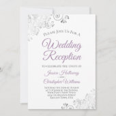 Invitation Réception de mariage sur fond blanc avec dentelle  (Devant)