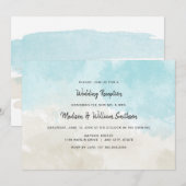 Invitation Réception de mariage sur la plage à l'aquarelle un (Devant / Derrière)