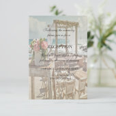 Invitation Réception de mariage sur la plage avec arche rétro (Debout devant)