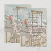 Invitation Réception de mariage sur la plage avec arche rétro (Devant / Derrière)