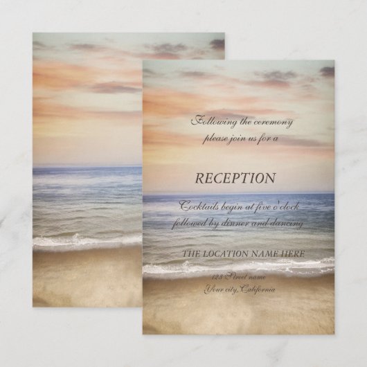 Invitation Réception de mariage sur la plage de sable ciel (Devant / Derrière)