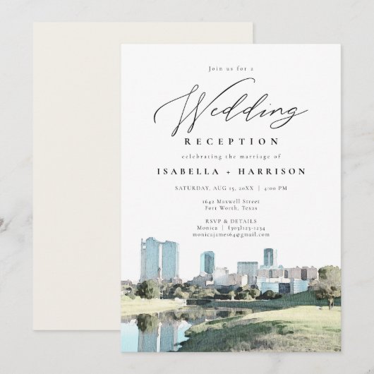 Invitation Réception de mariage sur la skyline de Fort Worth  (Devant / Derrière)