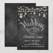 Invitation Réception de mariage tableau noir et lumières (Devant / Derrière)